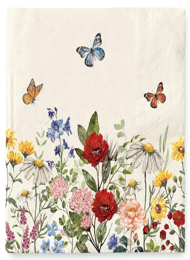 JarThenaAMCS 80Pcs Vintage Wildfloral Paper Napkins Wildflower Butterfly Decorative Luncheon Napkins Dinner Hand Napkins for Home Party Supplies Table Decor - Image 1